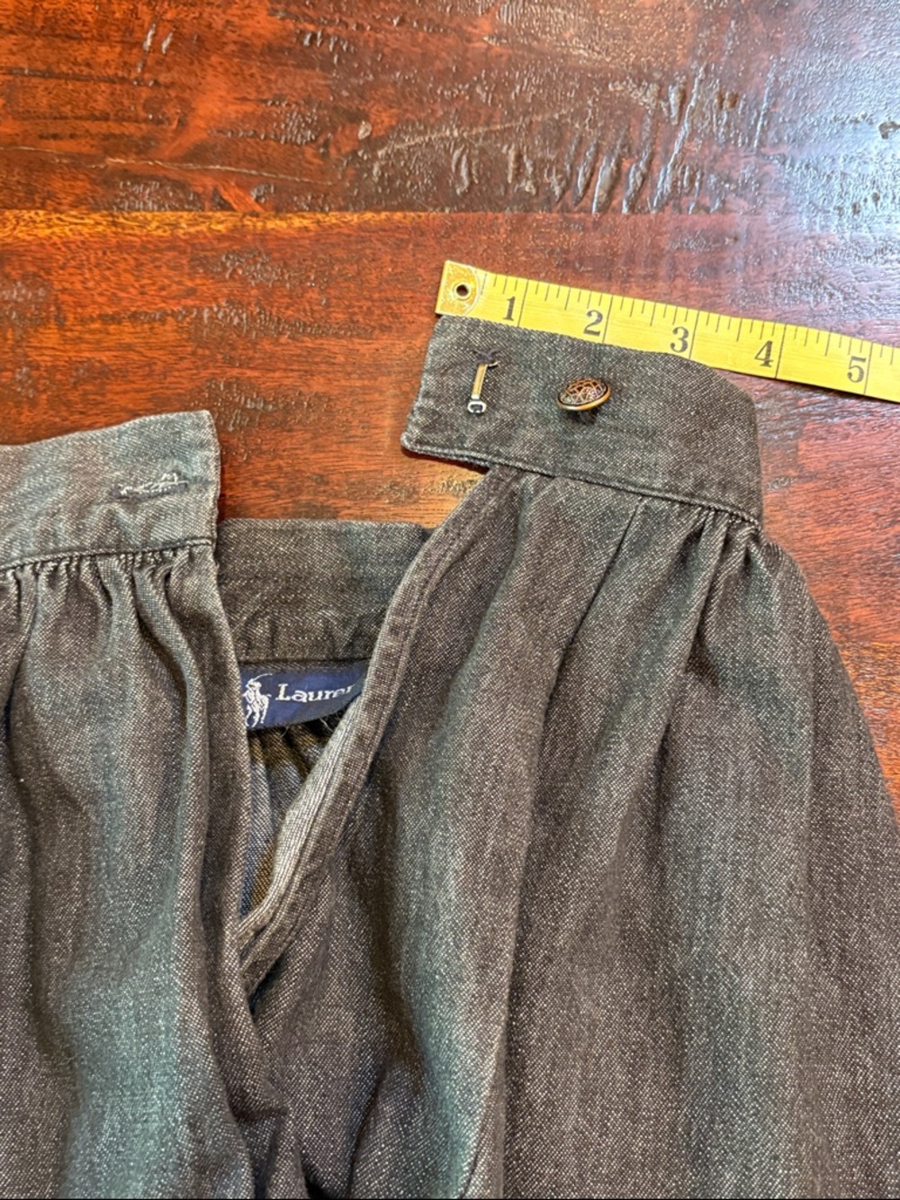 Vintage Ralph Lauren Blue Label 80s Black Denim Tiered Peasant Maxi Skirt sz 10 - Picture 16 of 16